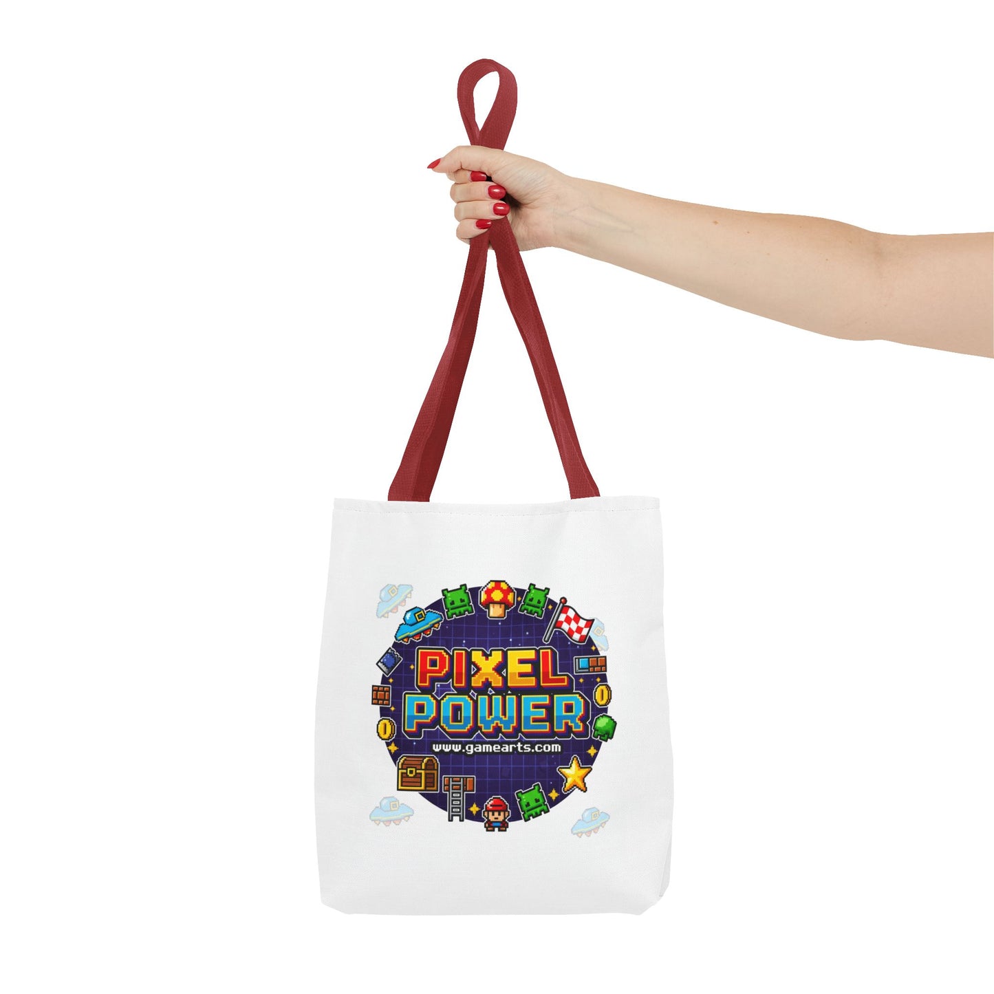 Gaming Tote Bag - Pixel Power Design, Gamer Gift, Eco-Friendly Shopping, Stylish Carryall, Fun Everyday Use