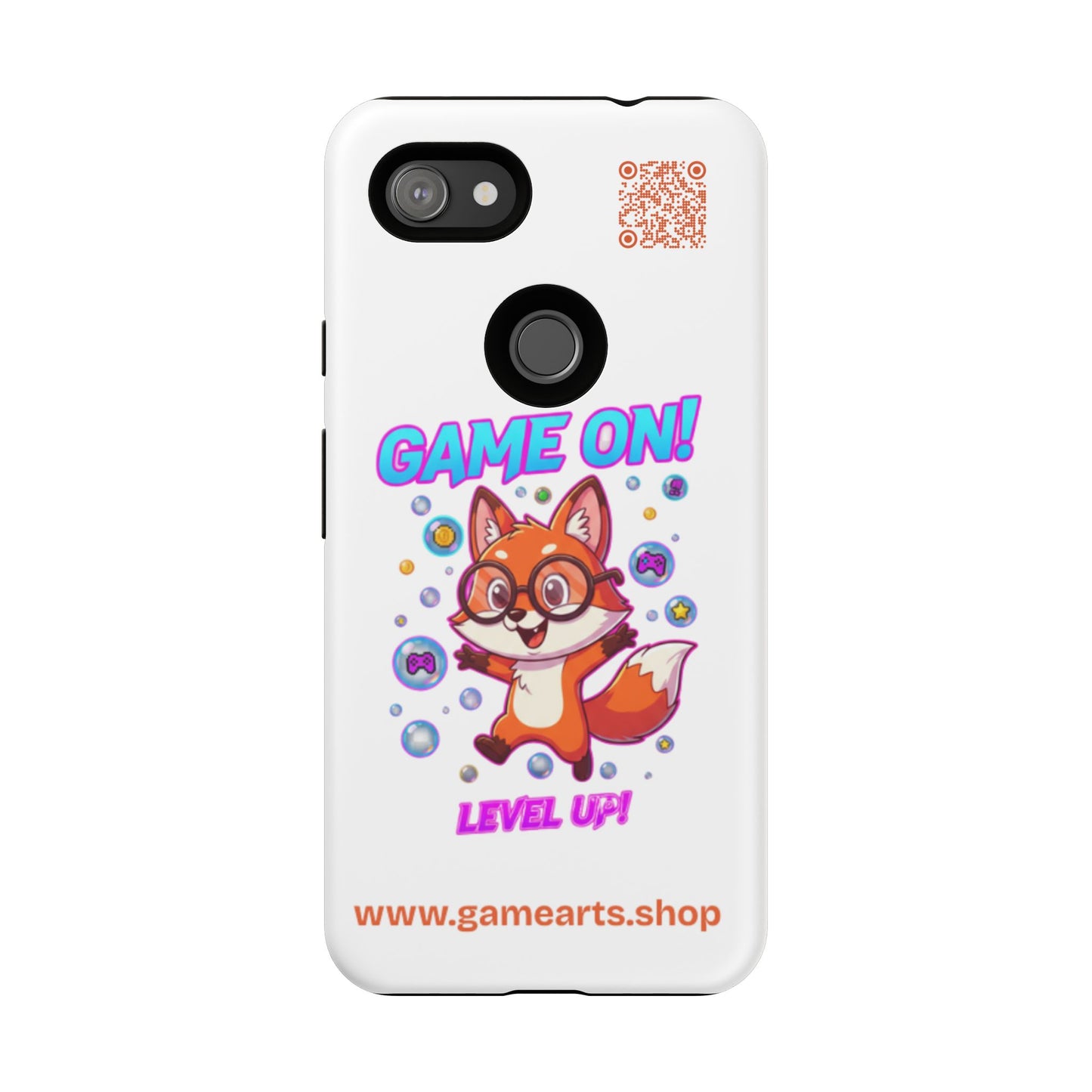 Game On Mobile Case - Cute Fox Design, Gamer Accessories, Phone Cover, Gift for Gamers, Level Up Style