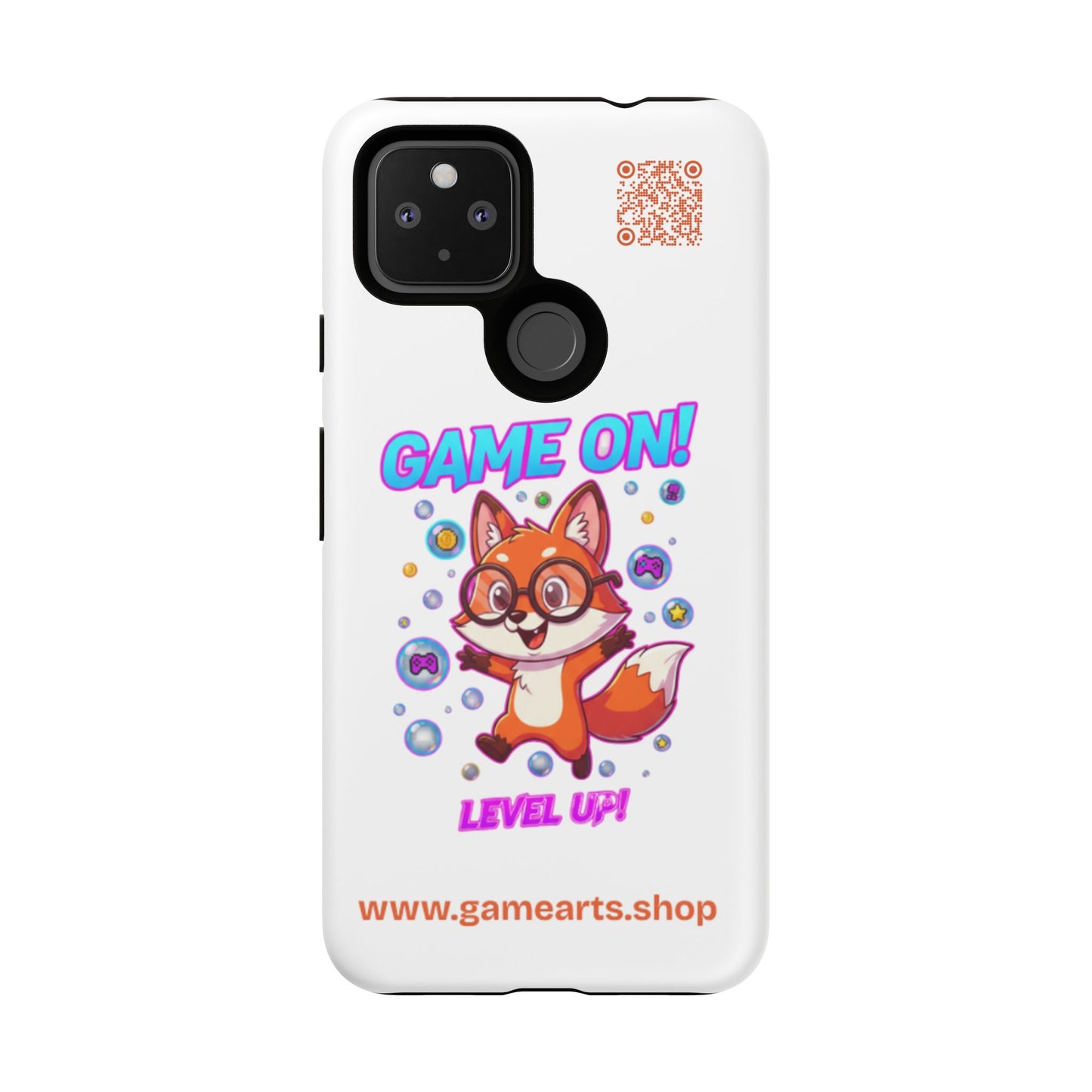 Game On Mobile Case - Cute Fox Design, Gamer Accessories, Phone Cover, Gift for Gamers, Level Up Style