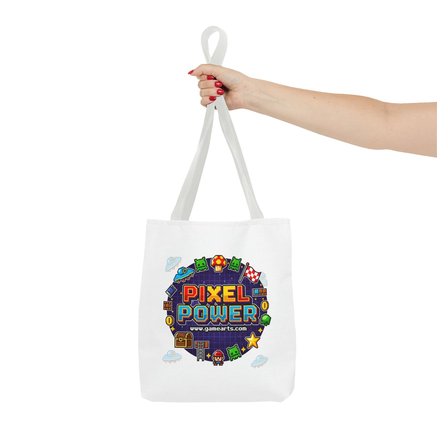 Gaming Tote Bag - Pixel Power Design, Gamer Gift, Eco-Friendly Shopping, Stylish Carryall, Fun Everyday Use