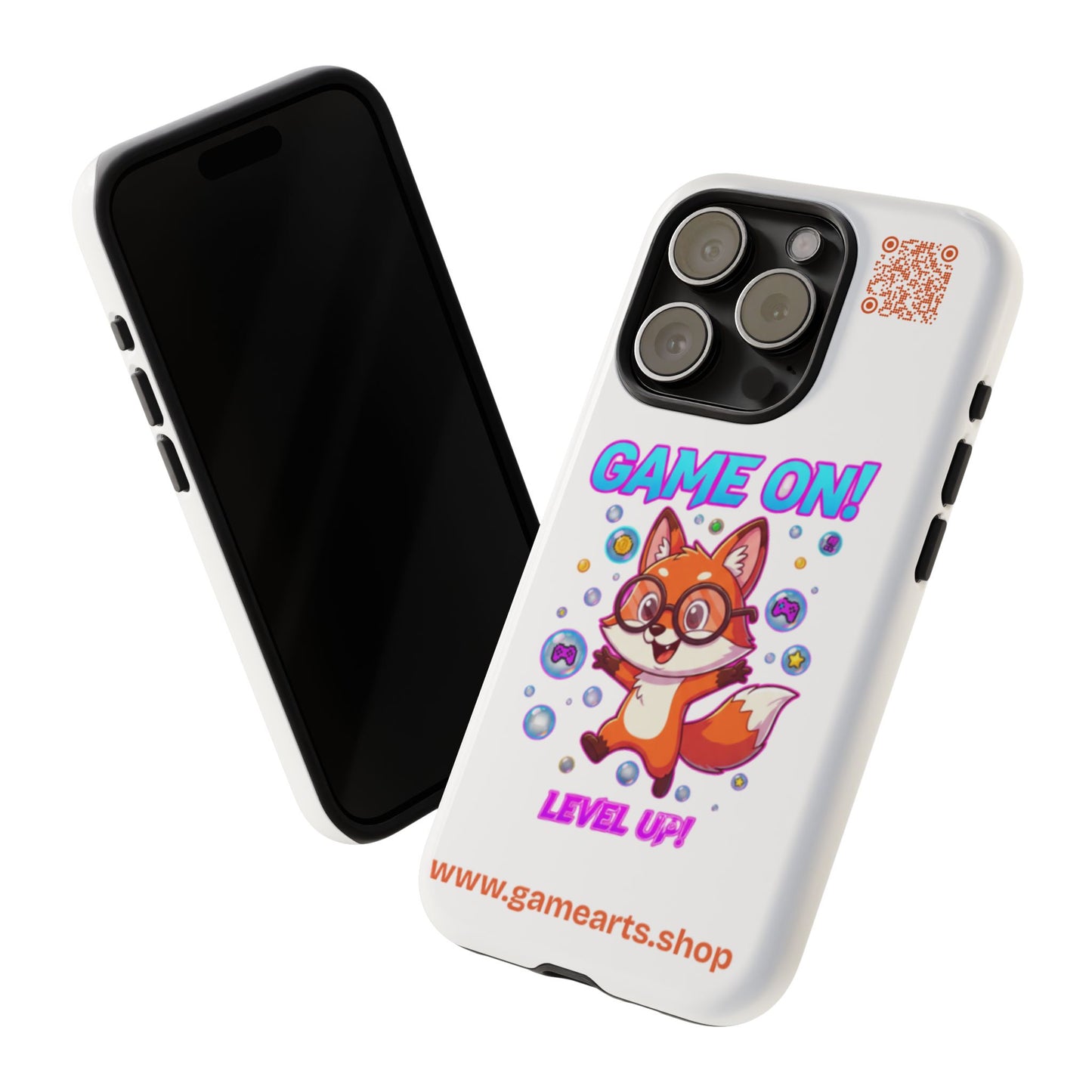 Game On Mobile Case - Cute Fox Design, Gamer Accessories, Phone Cover, Gift for Gamers, Level Up Style