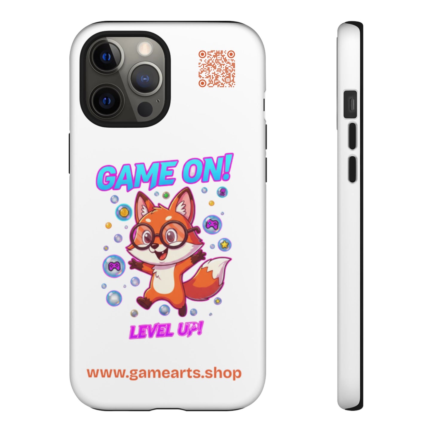 Game On Mobile Case - Cute Fox Design, Gamer Accessories, Phone Cover, Gift for Gamers, Level Up Style