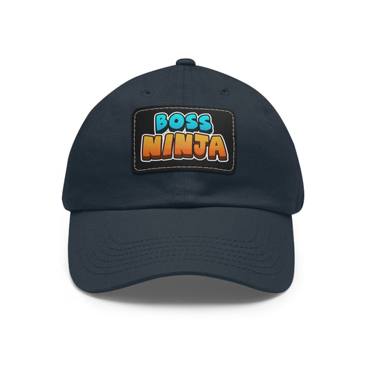 Boss Ninja Dad Hat, Leather Patch Cap for Dads, Casual Summer Hat, Great for Father's Day Gifts, Trendy Dad Apparel, Gift for Ninja Lovers