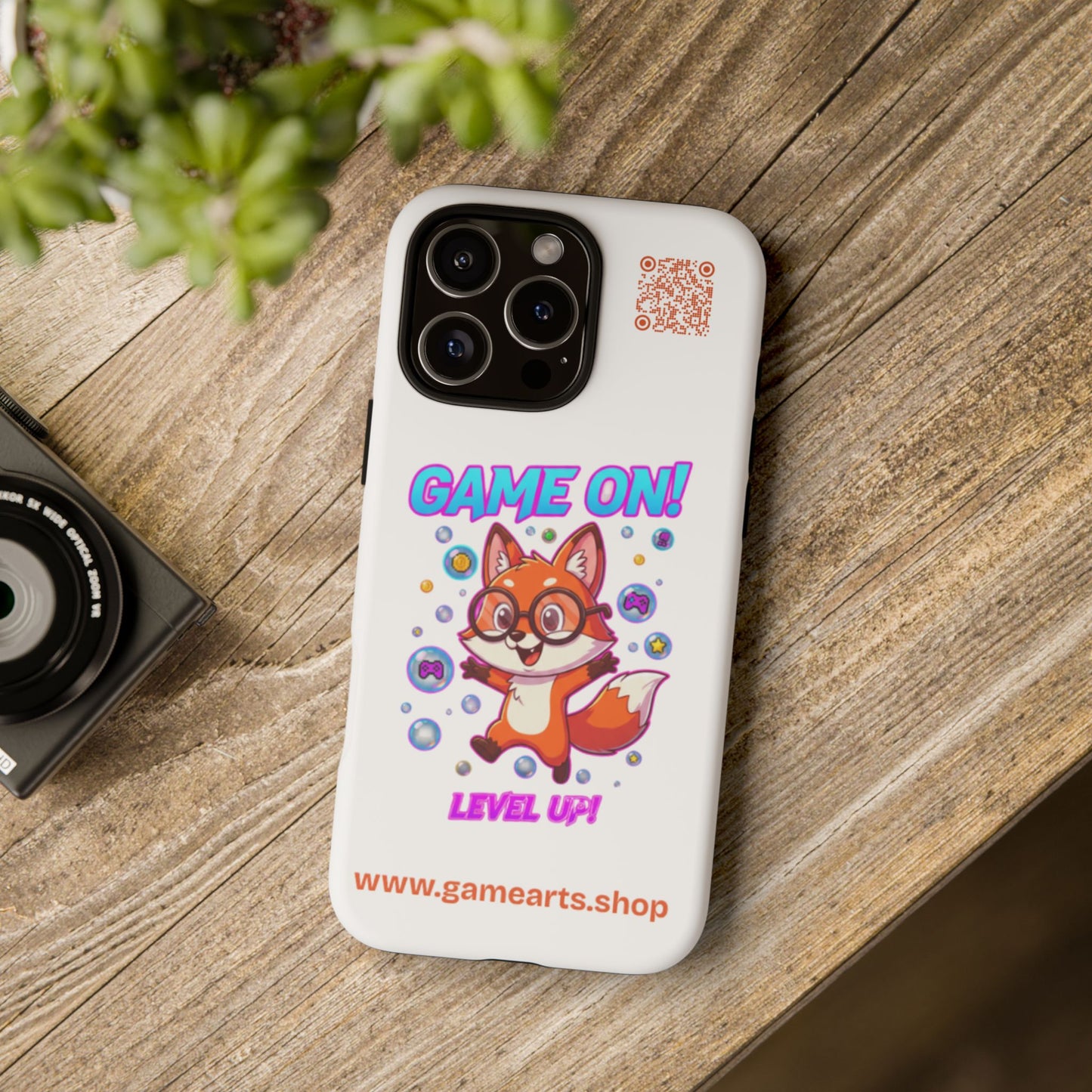 Game On Mobile Case - Cute Fox Design, Gamer Accessories, Phone Cover, Gift for Gamers, Level Up Style