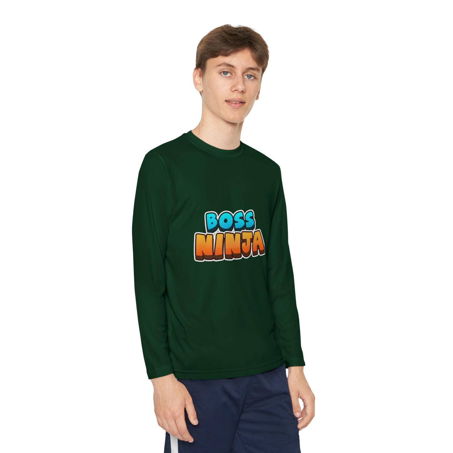 Youth Long Sleeve Boss Ninja Tee, Fun Graphic Shirt for Kids, Perfect for Birthdays, Playdates, School, and Ninja-Themed Parties