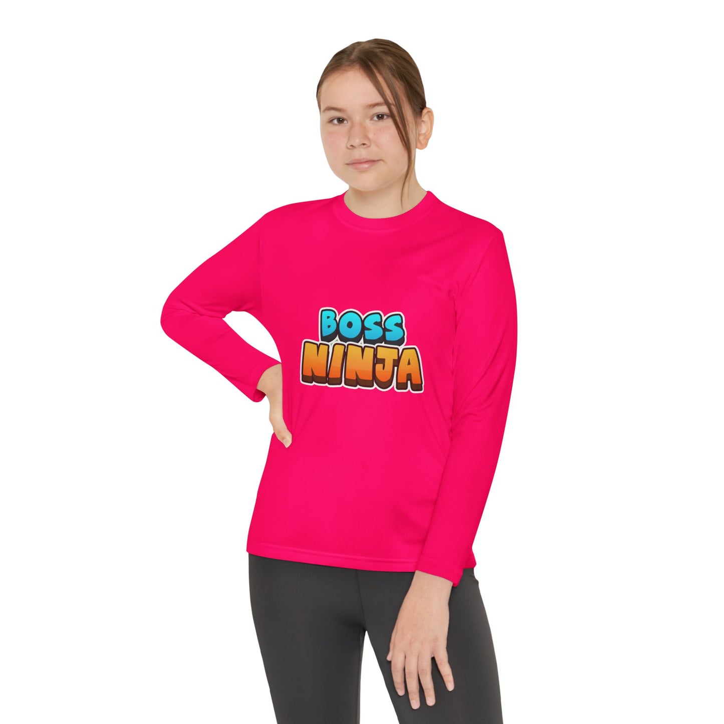 Youth Long Sleeve Boss Ninja Tee, Fun Graphic Shirt for Kids, Perfect for Birthdays, Playdates, School, and Ninja-Themed Parties