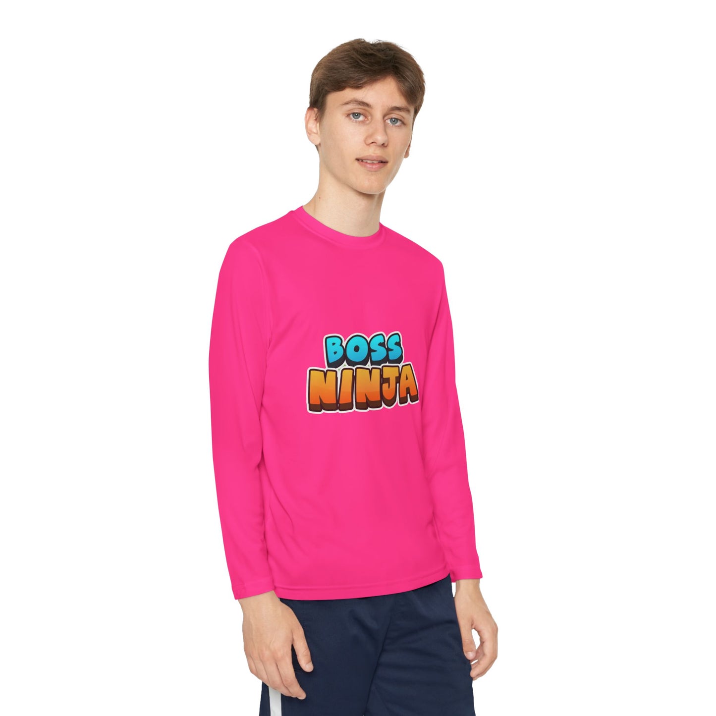 Youth Long Sleeve Boss Ninja Tee, Fun Graphic Shirt for Kids, Perfect for Birthdays, Playdates, School, and Ninja-Themed Parties