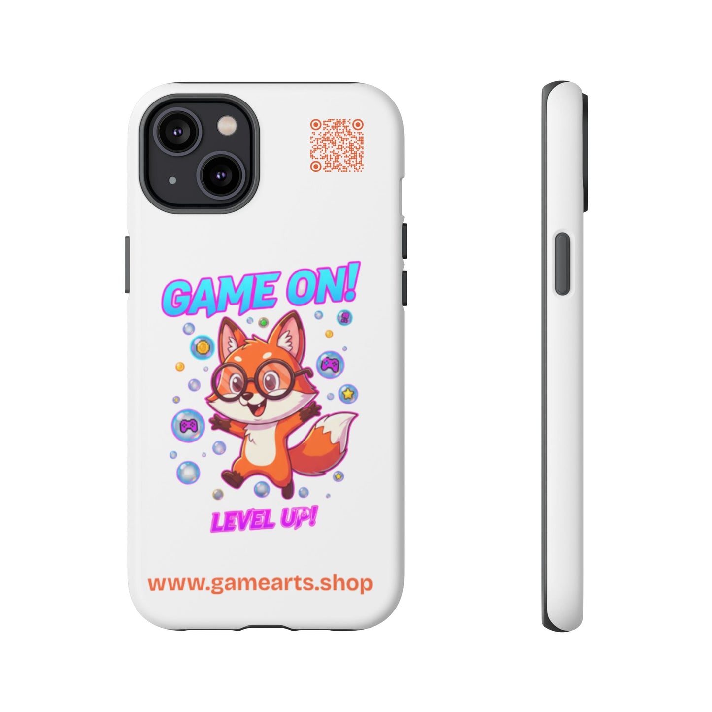 Game On Mobile Case - Cute Fox Design, Gamer Accessories, Phone Cover, Gift for Gamers, Level Up Style