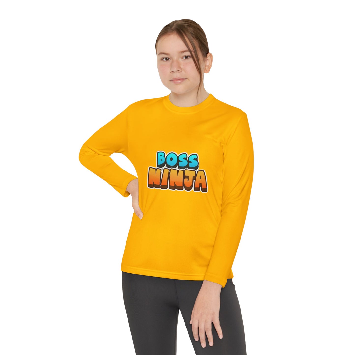 Youth Long Sleeve Boss Ninja Tee, Fun Graphic Shirt for Kids, Perfect for Birthdays, Playdates, School, and Ninja-Themed Parties