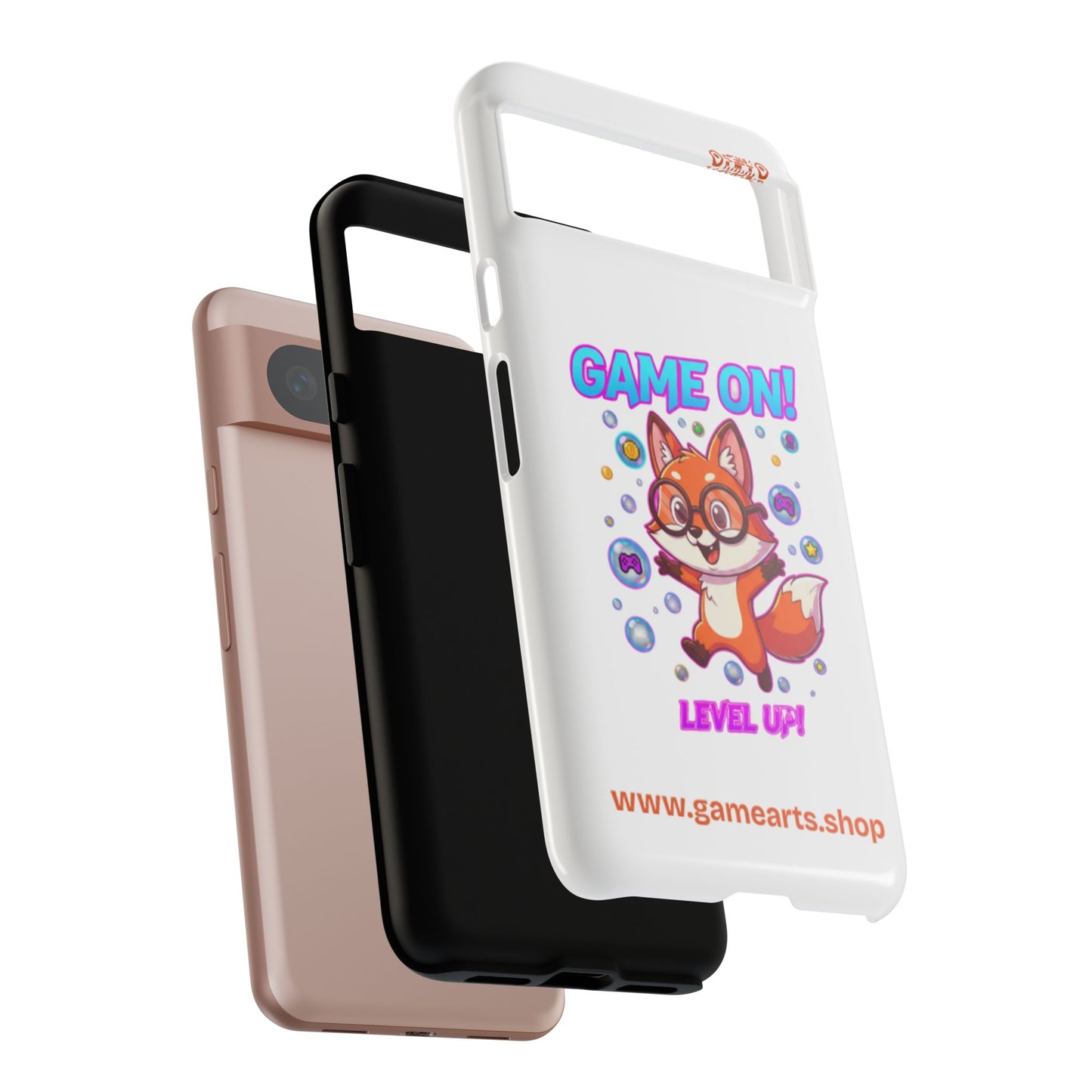 Game On Mobile Case - Cute Fox Design, Gamer Accessories, Phone Cover, Gift for Gamers, Level Up Style