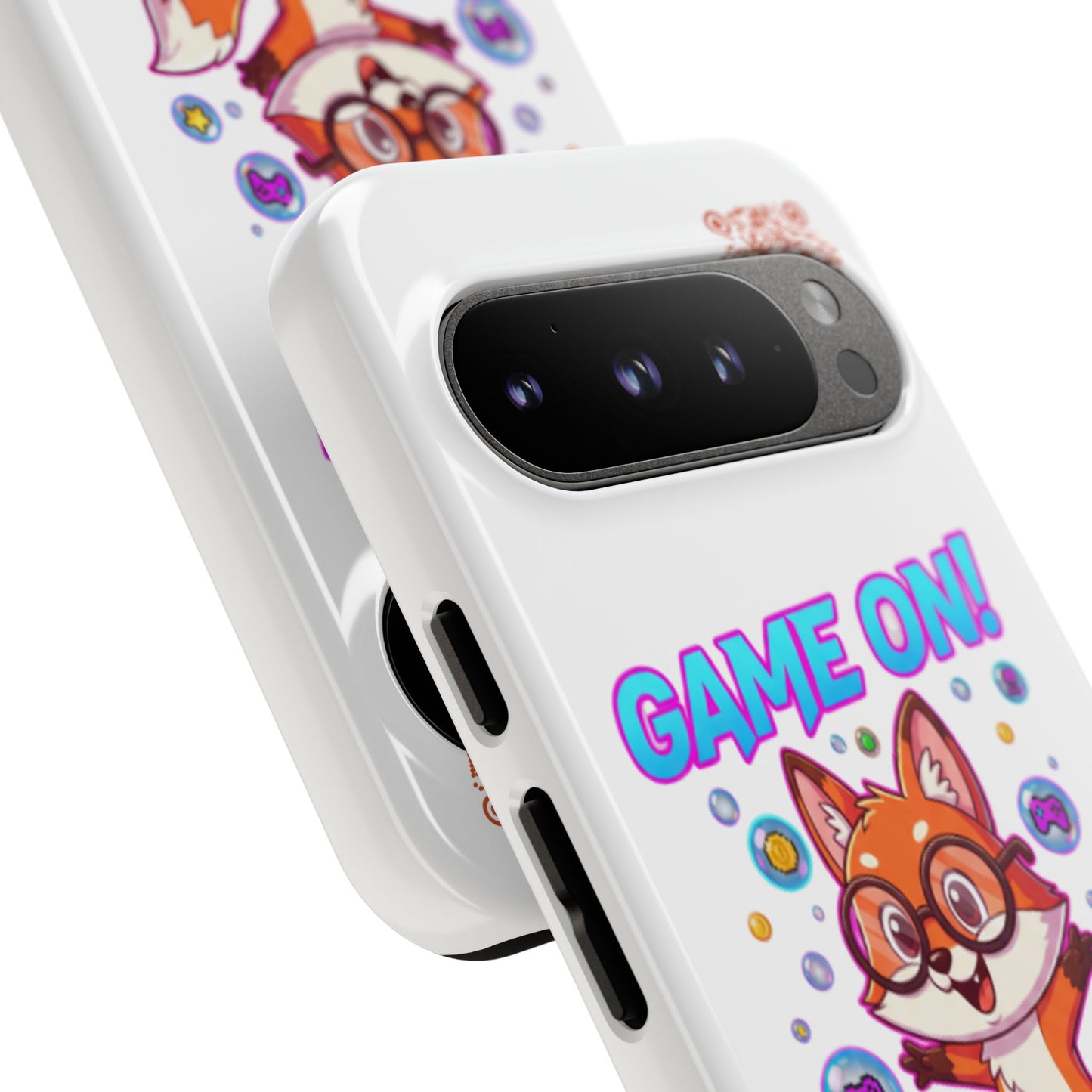 Game On Mobile Case - Cute Fox Design, Gamer Accessories, Phone Cover, Gift for Gamers, Level Up Style