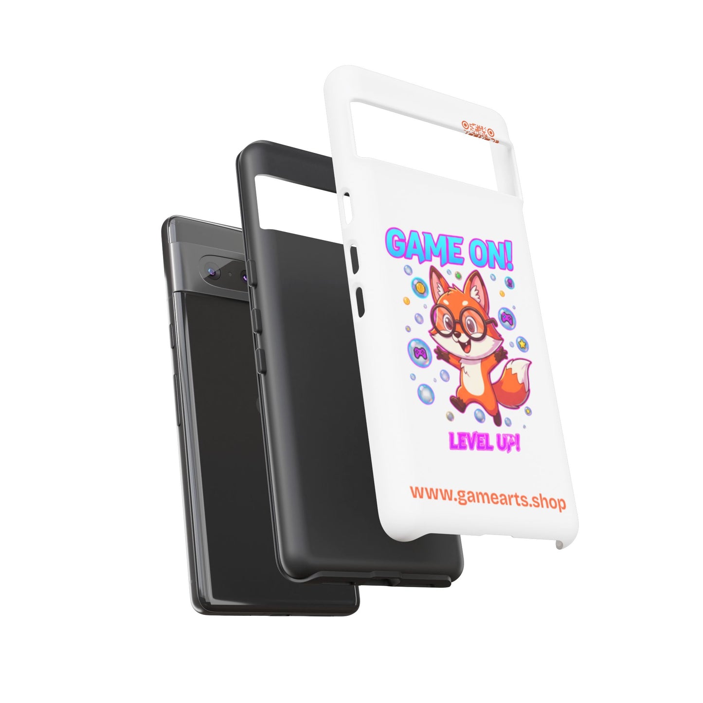 Game On Mobile Case - Cute Fox Design, Gamer Accessories, Phone Cover, Gift for Gamers, Level Up Style