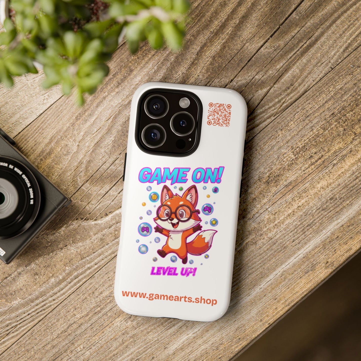 Game On Mobile Case - Cute Fox Design, Gamer Accessories, Phone Cover, Gift for Gamers, Level Up Style