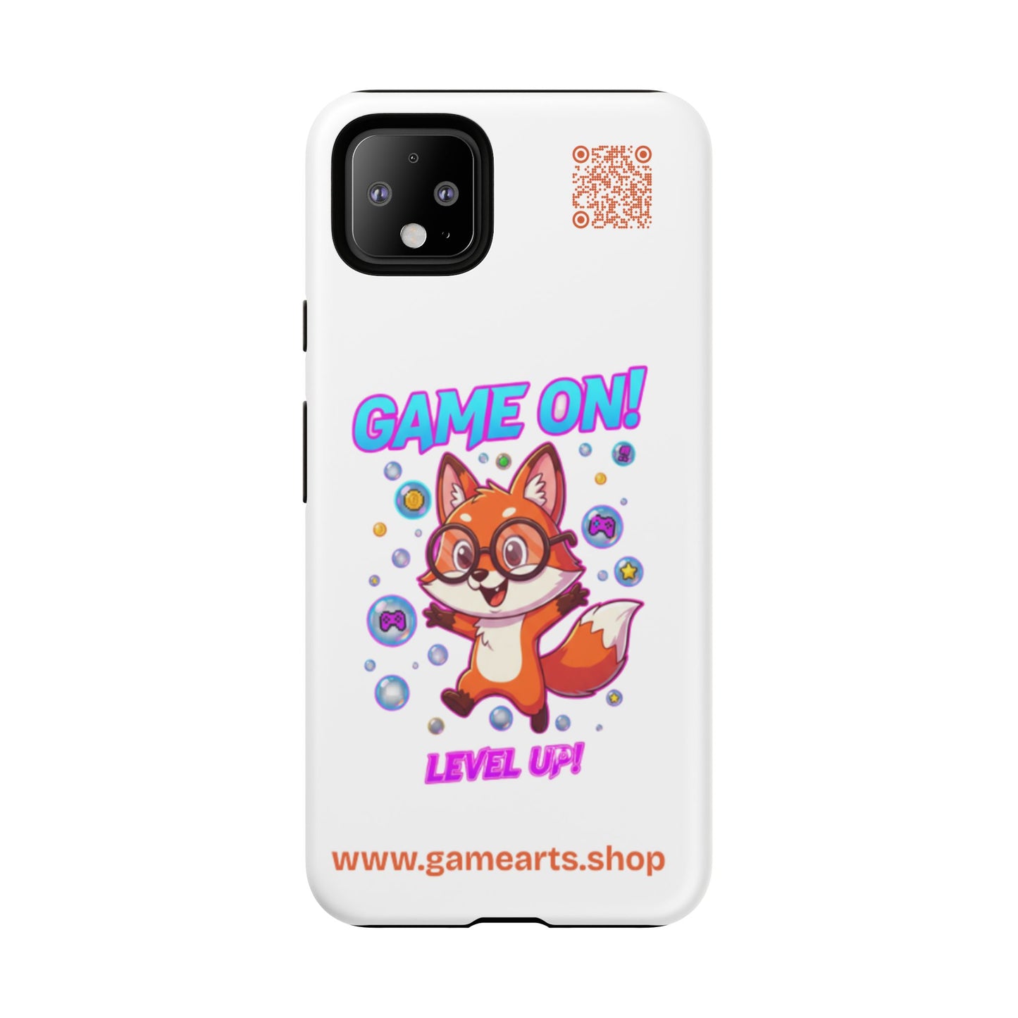 Game On Mobile Case - Cute Fox Design, Gamer Accessories, Phone Cover, Gift for Gamers, Level Up Style